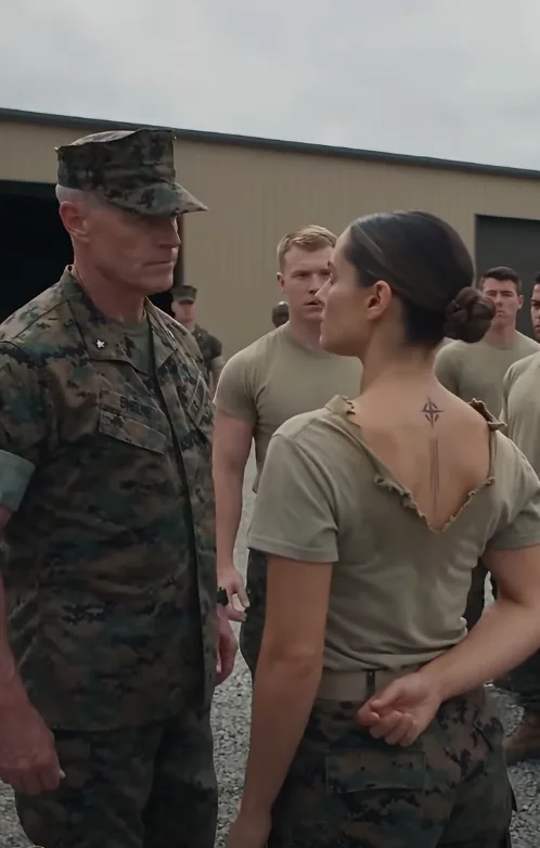 The recruit grabbed Olivia Mitchell by the collar and yanked hard enough to tear the back of her faded T-shirt open.