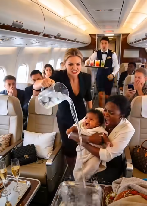 A rich passenger poured her ice water over a Black mother’s baby on the plane because the crying was "annoying her breakfast.