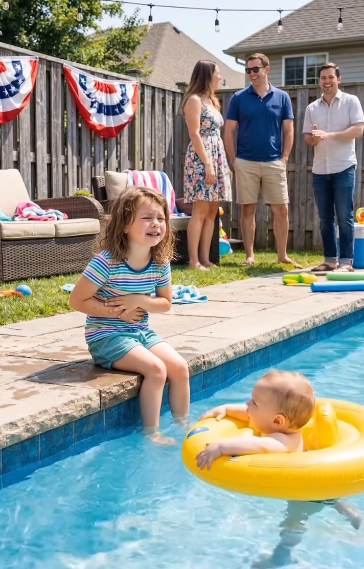 A Grandmother Hosting a Summer Pool Party Noticed Her Four-Year-Old Granddaughter Refusing to Swim and Sitting Alone Saying Her Stomach Hurt