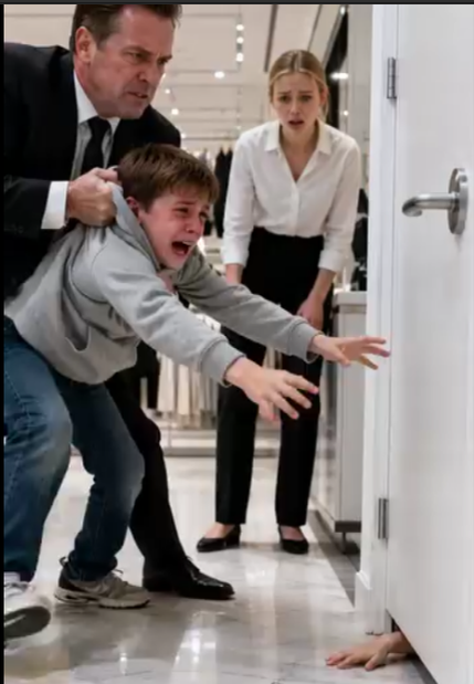 The poor boy was screaming into a locked storage room door while the manager dragged him