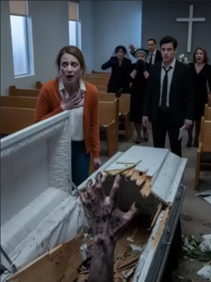 "Don't scream, I'm not a ghost," she muttered, stepping over the shattered wood of her own coffin
