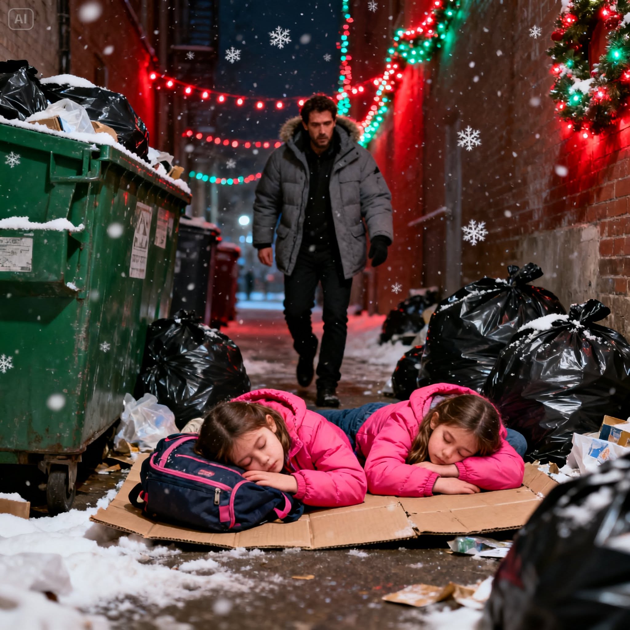 A lonely dad discovered two shivering twins hidden behind a dumpster—yet the real shock came when he uncovered who they truly belonged to.