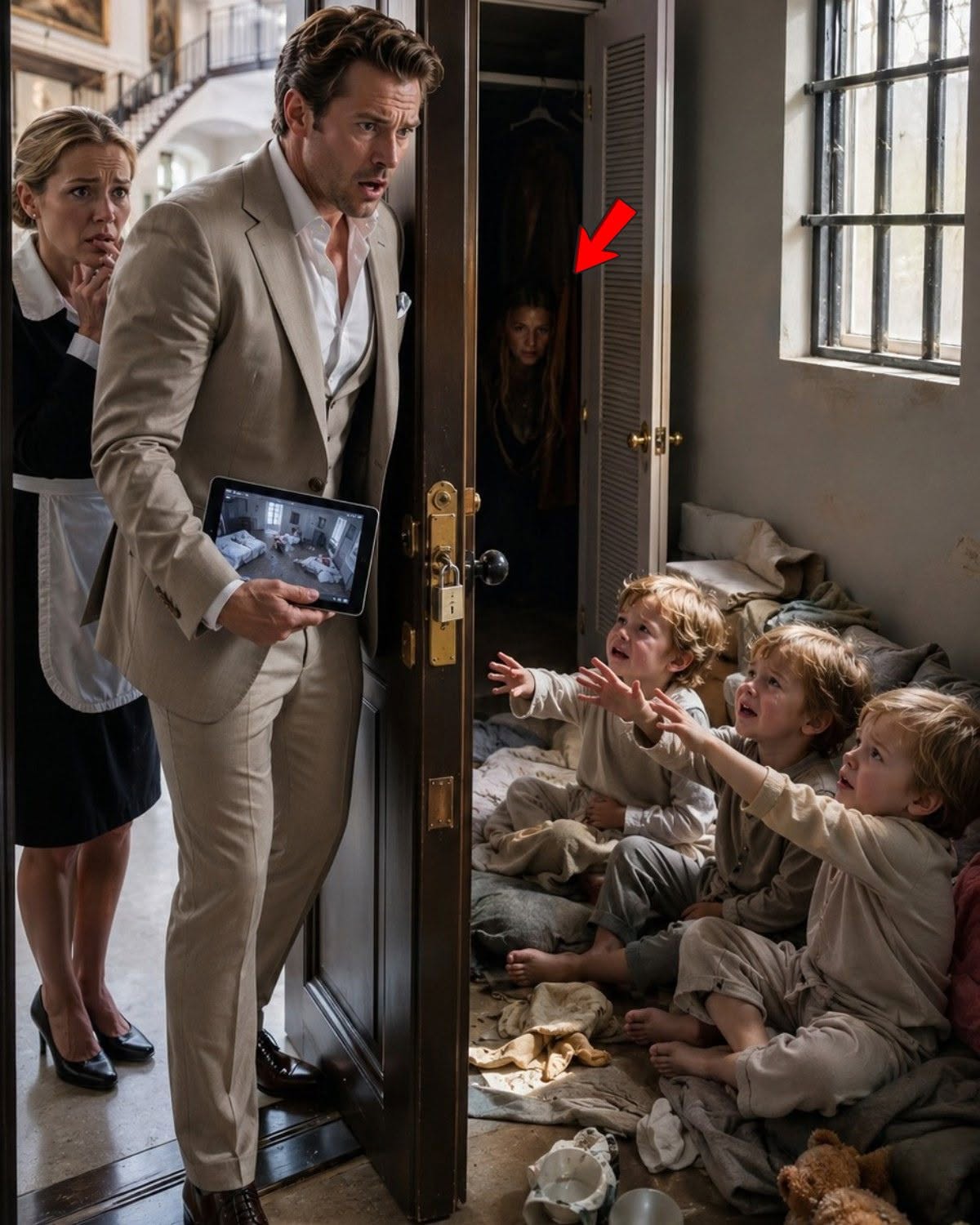 I Canceled My Private Flight After Seeing My Triplets Locked in a Dark Room Through a Hidden Camera