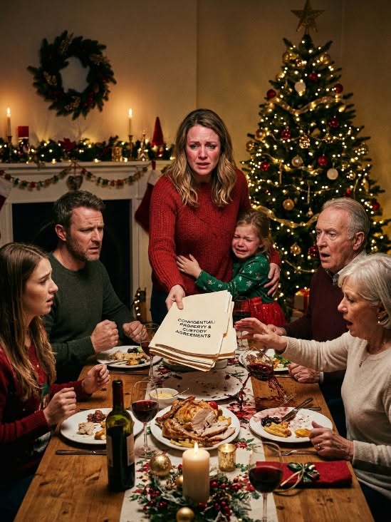 My dad pushed my 9-year-old daughter at the Christmas table