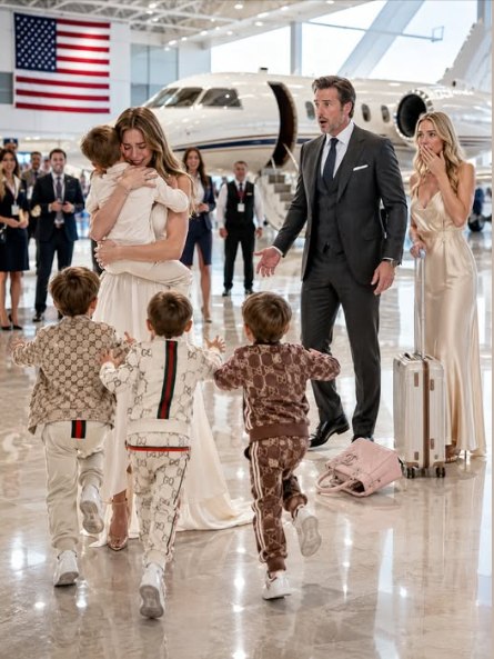 Billionaire’s Airport Shock: His Mistress Stood Beside Him With Her Handbag—Then His Forgotten Wife Arrived With Quadruplets He Couldn’t Even Name...