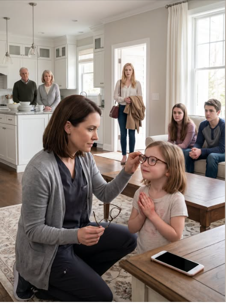 When I walked into my parents’ living room after a hospital shift, my 7-year-old daughter Grace was sitting on the rug without her visual aid glasses