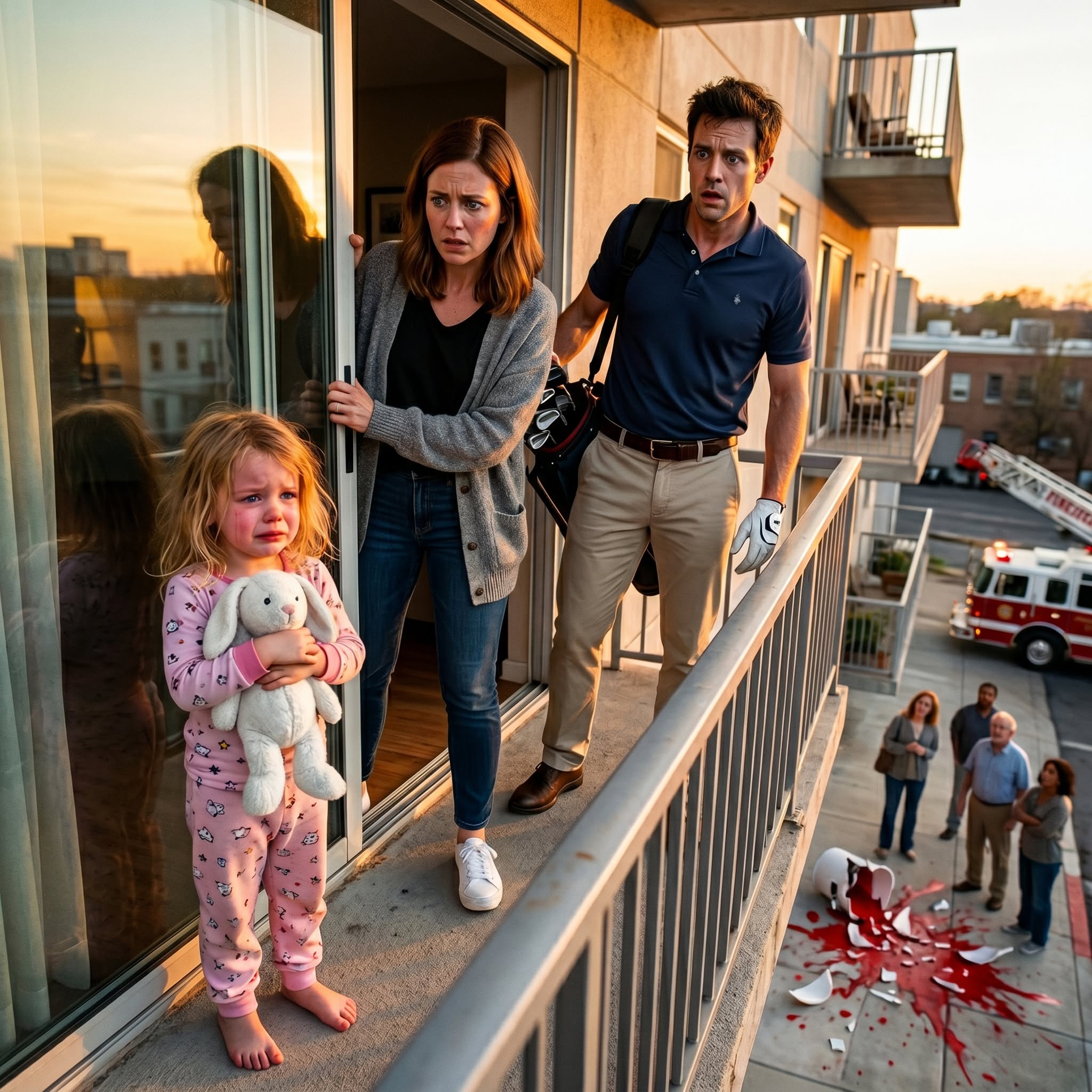 HE SAID HE “TAUGHT OUR DAUGHTER A LESSON” BEFORE LEAVING HER ON THE BALCONY AND GOING GOLFING.