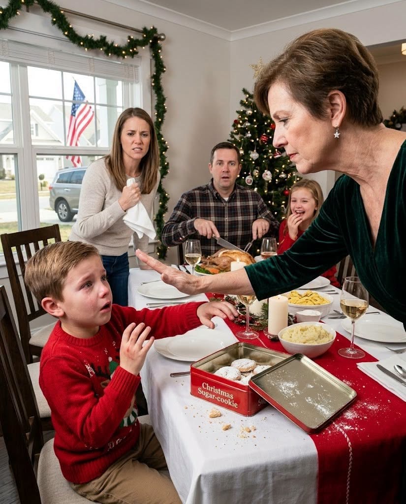 At Christmas dinner, my son reached for a cookie. My mom slapped his hand away and said,