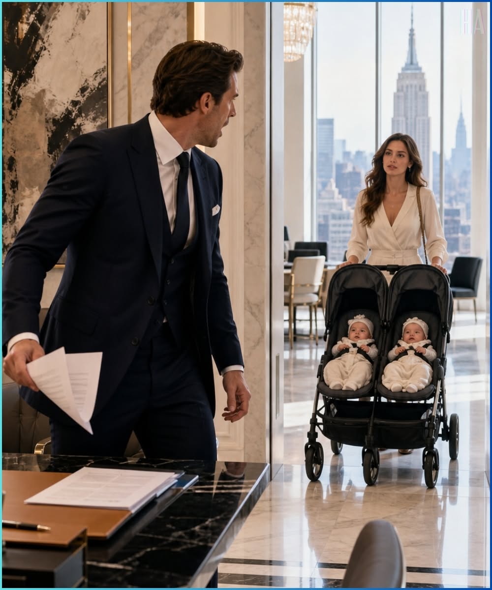 THE BILLIONAIRE WAITED FURIOUSLY FOR HIS EX TO SIGN THE DIVORCE—THEN SHE WALKED IN WITH TWINS HE NEVER KNEW EXISTED