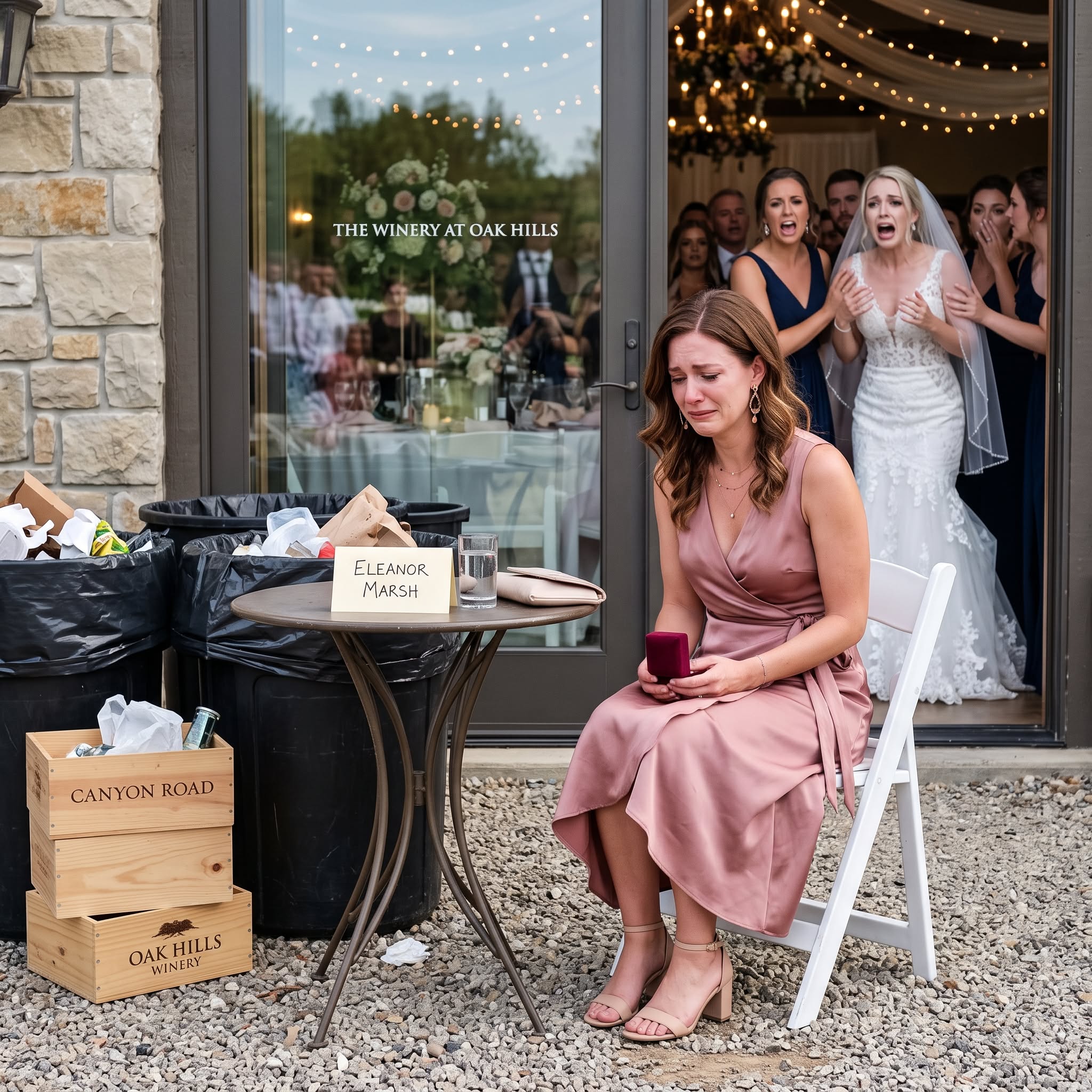 At my sister’s wedding, I found my assigned seat outside beside the trash cans. When she smirked and said