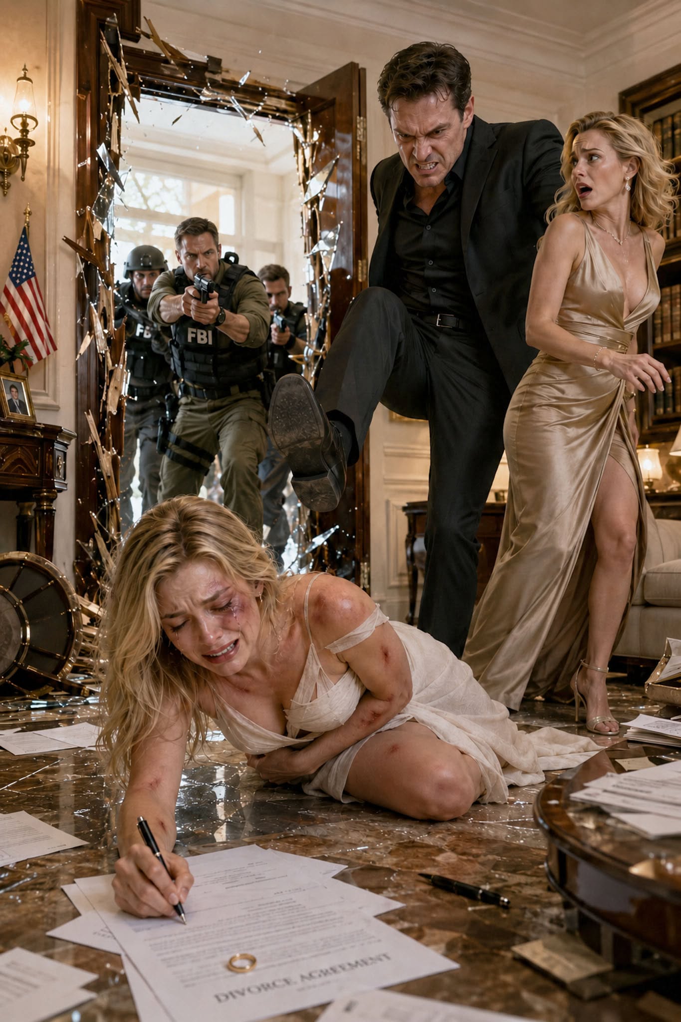 “Sign the Papers!” My Sister Cheered as Her Husband Broke My Ribs for Dad’s House—But When a Sheriff Aimed His Gun Through the Shattered Door...