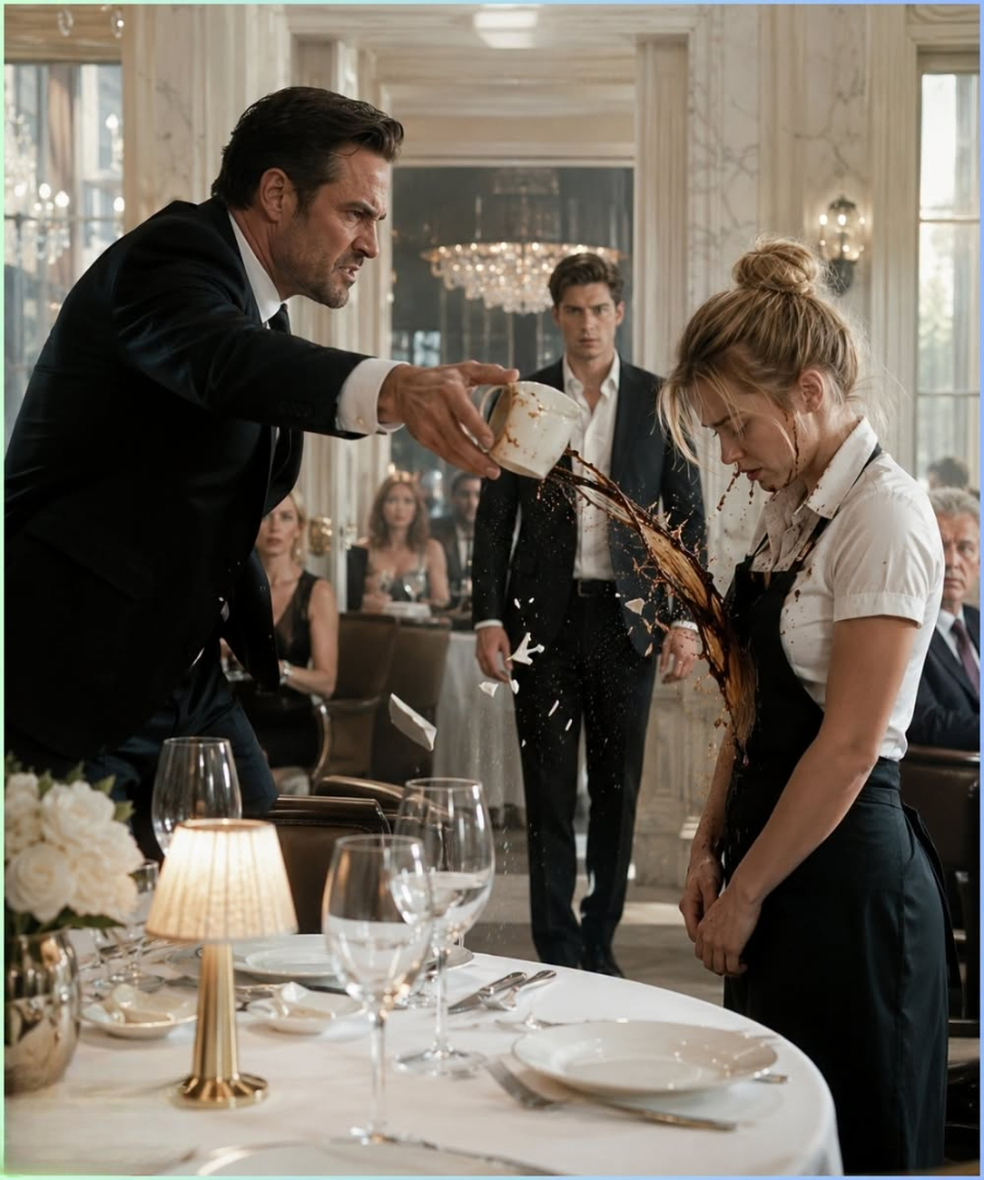 The Billionaire Mafia Boss Threw a Coffee Cup at a Broke Waitress Until Her Six Quiet Words Made His Own Son Walk In to Finish Him