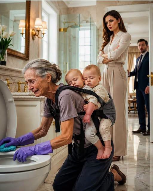 THE MILLIONAIRE CAME HOME EARLY—AND FOUND HIS MOTHER ON HER KNEES WITH HIS TWINS STRAPPED TO HER BACK