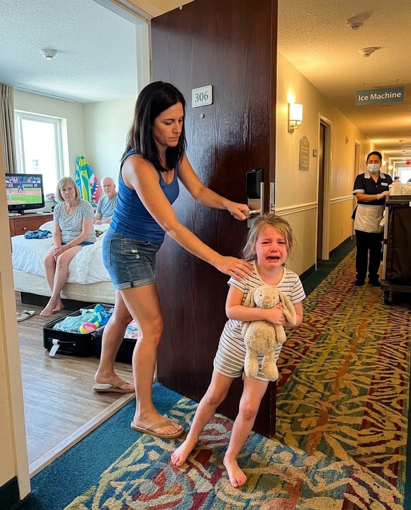 During a family vacation, my sister pushed my six-year-old daughter out of our hotel room and left her barefoot