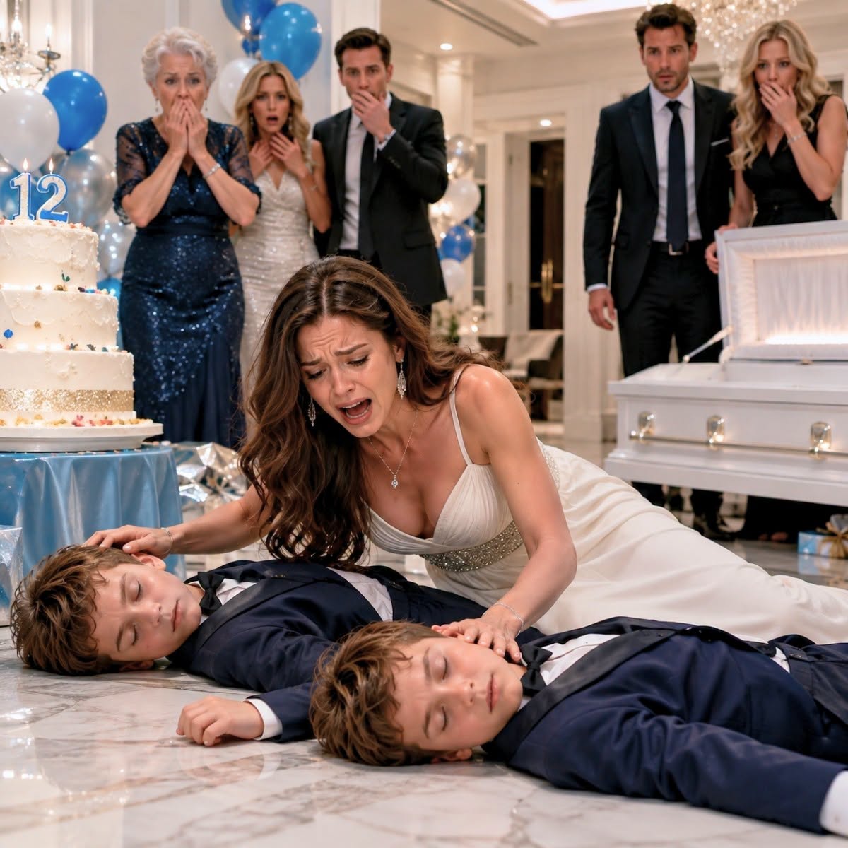My twin sons collapsed in front of the birthday cake, and seconds later