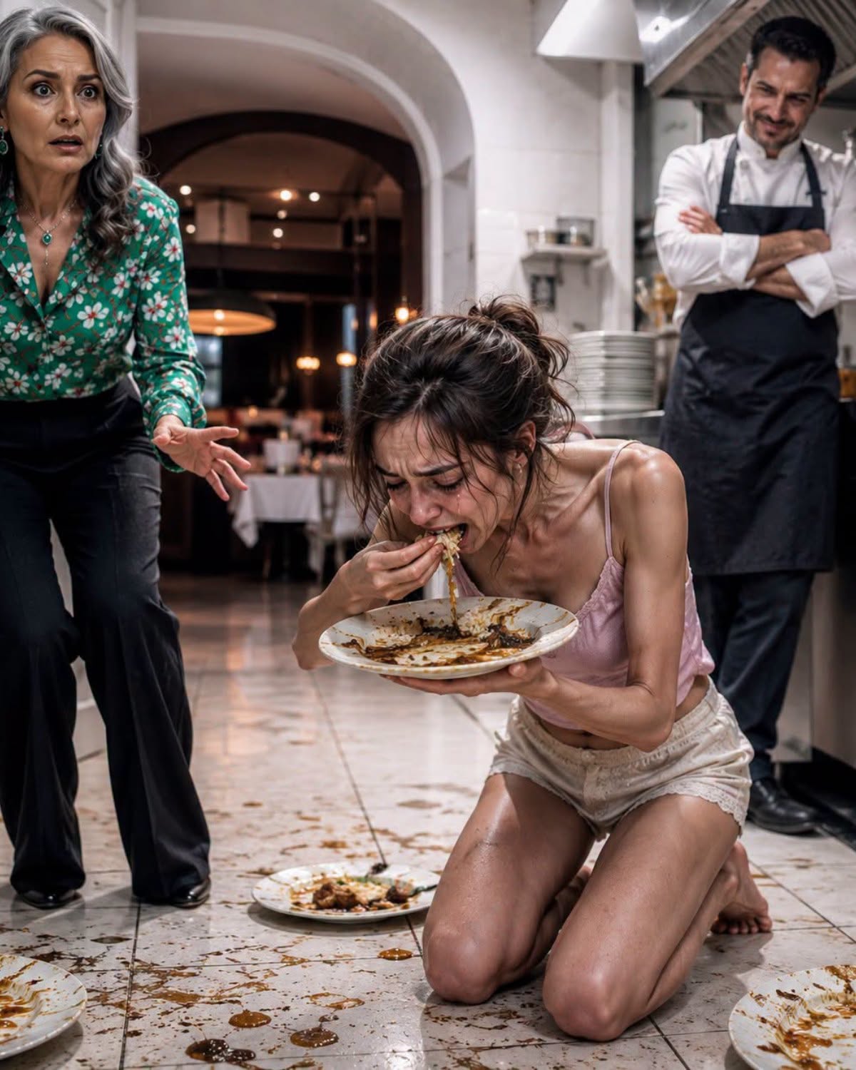 “Don’t give her anything. If she wants dinner, she can eat what the customers left.”