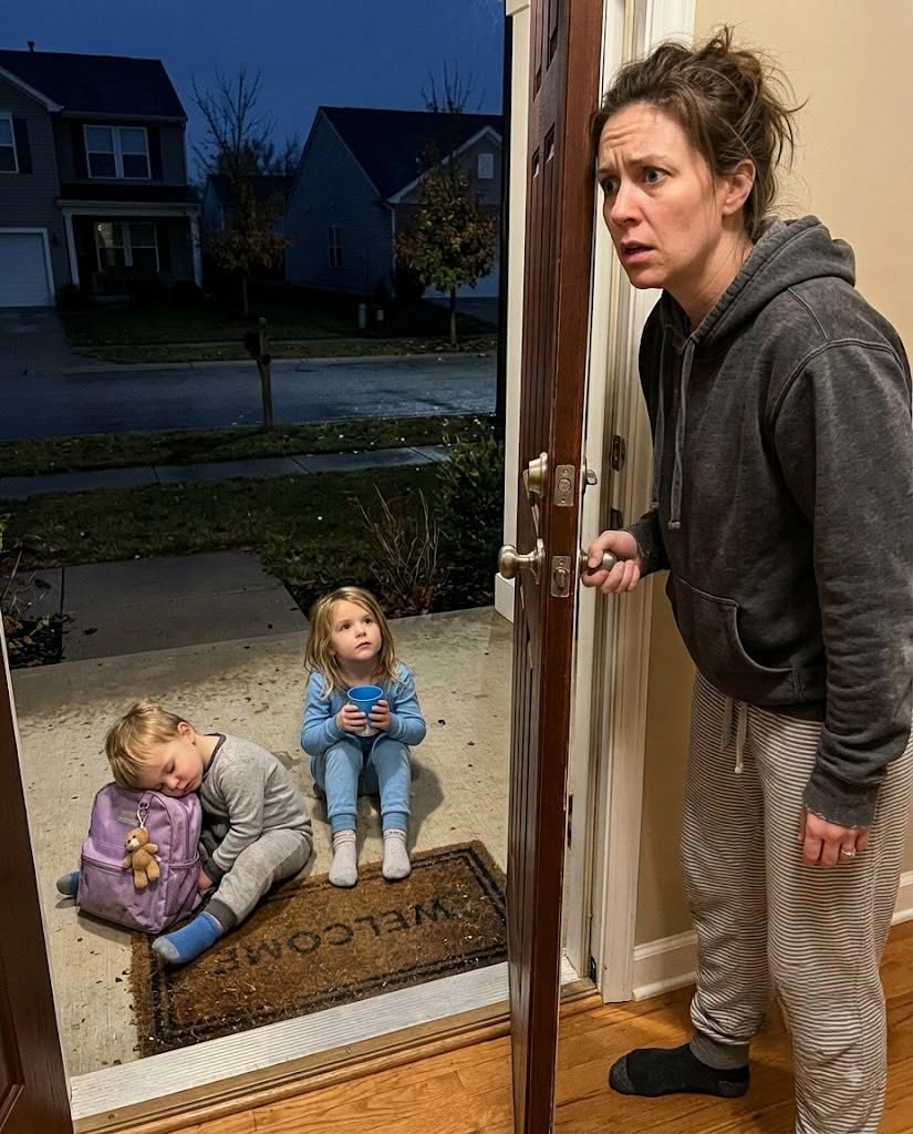 Before dawn, I found my sister's four-year-old daughter and two-year-old son beside my welcome mat.