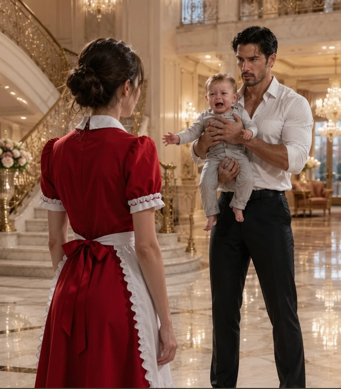The grieving maid ran toward the mafia boss’s screaming baby—and the moment he fell silent in her arms