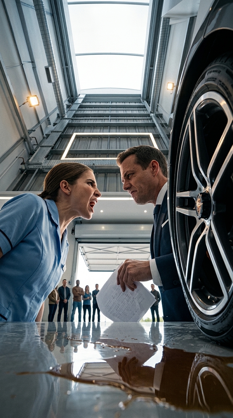 THE CAR WASH GIRL IS ACCUSED OF SCRATCHING A SUPERCAR