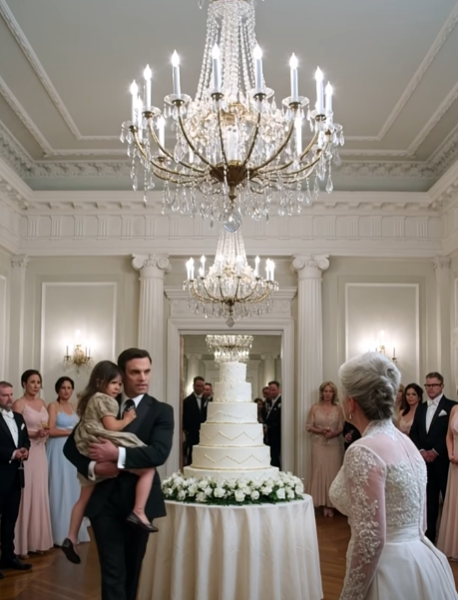 THE LITTLE GIRL WITH MOLDY BREAD POINTED AT THE WOMAN BESIDE THE SEVEN-TIER CAKE