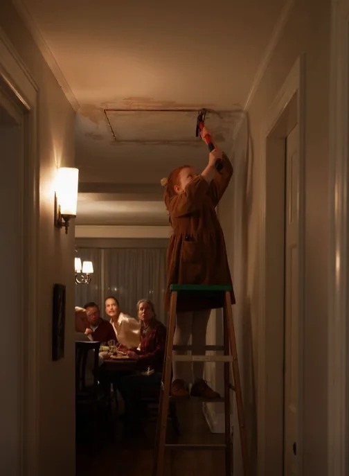 THE WOMAN ABOVE THE DINNER TABLE
