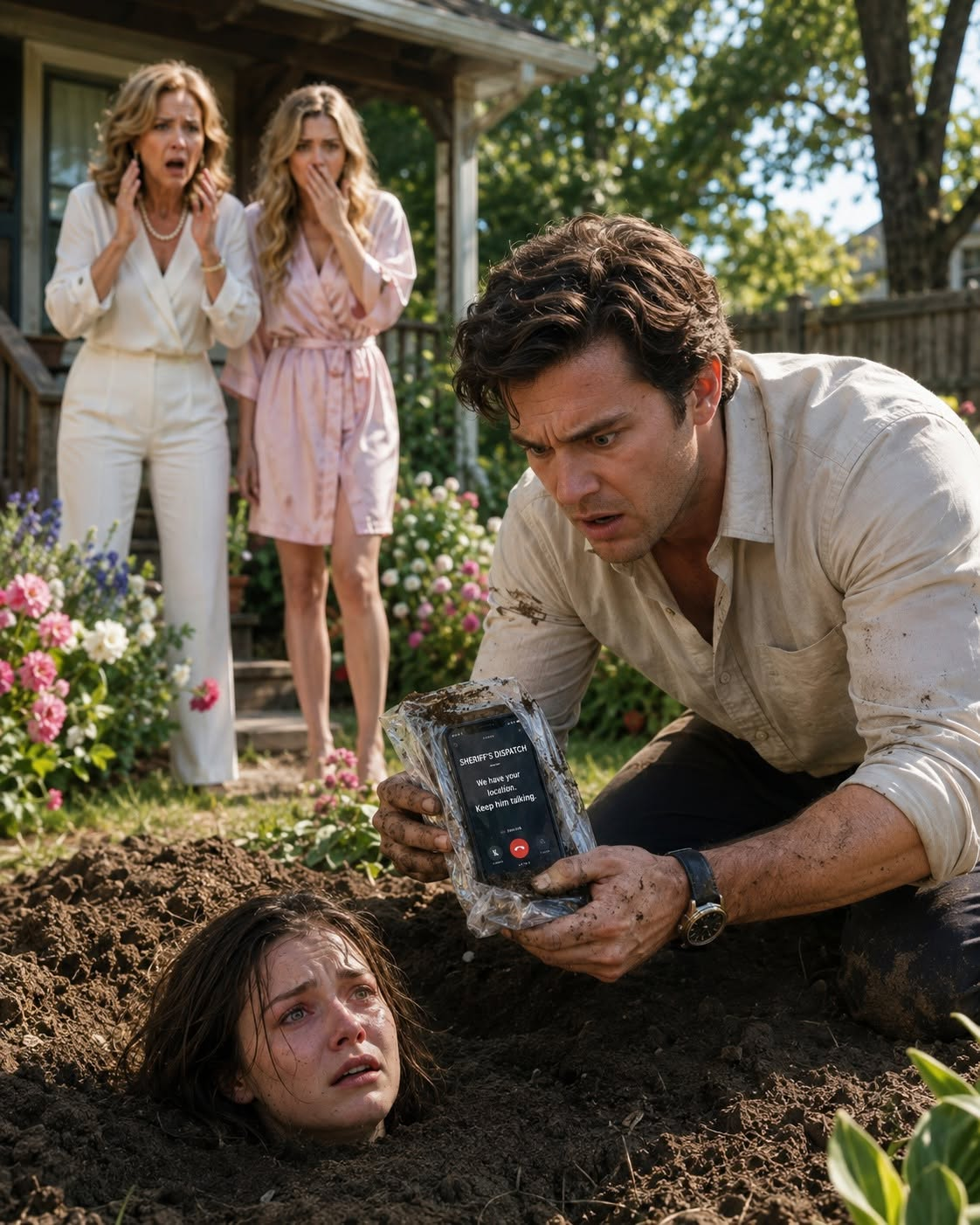 BENEATH THE LILACS, THE PHONE WAS STILL RINGING
