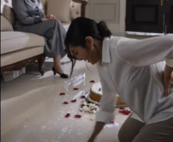 THE CAKE HIT THE MARBLE FLOOR, AND THE MAID FINALLY SPOKE