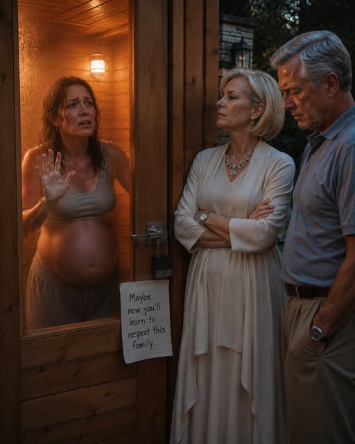 “Maybe now you’ll respect this family.” At thirty-eight weeks pregnant, I was locked inside a scorching backyard steam room by my own mother-in-law. She secured the steel padlock from outside and left a note on the door as if my suffering were some kind of lesson I needed to learn.