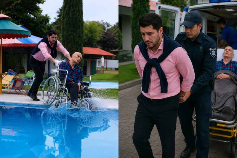 The son pushed his paralyzed father, who was sitting in a wheelchair, straight into the swimming pool, hoping he would never make it back out and that all his money and business would become his. But the son could never have imagined how this cruel act would end