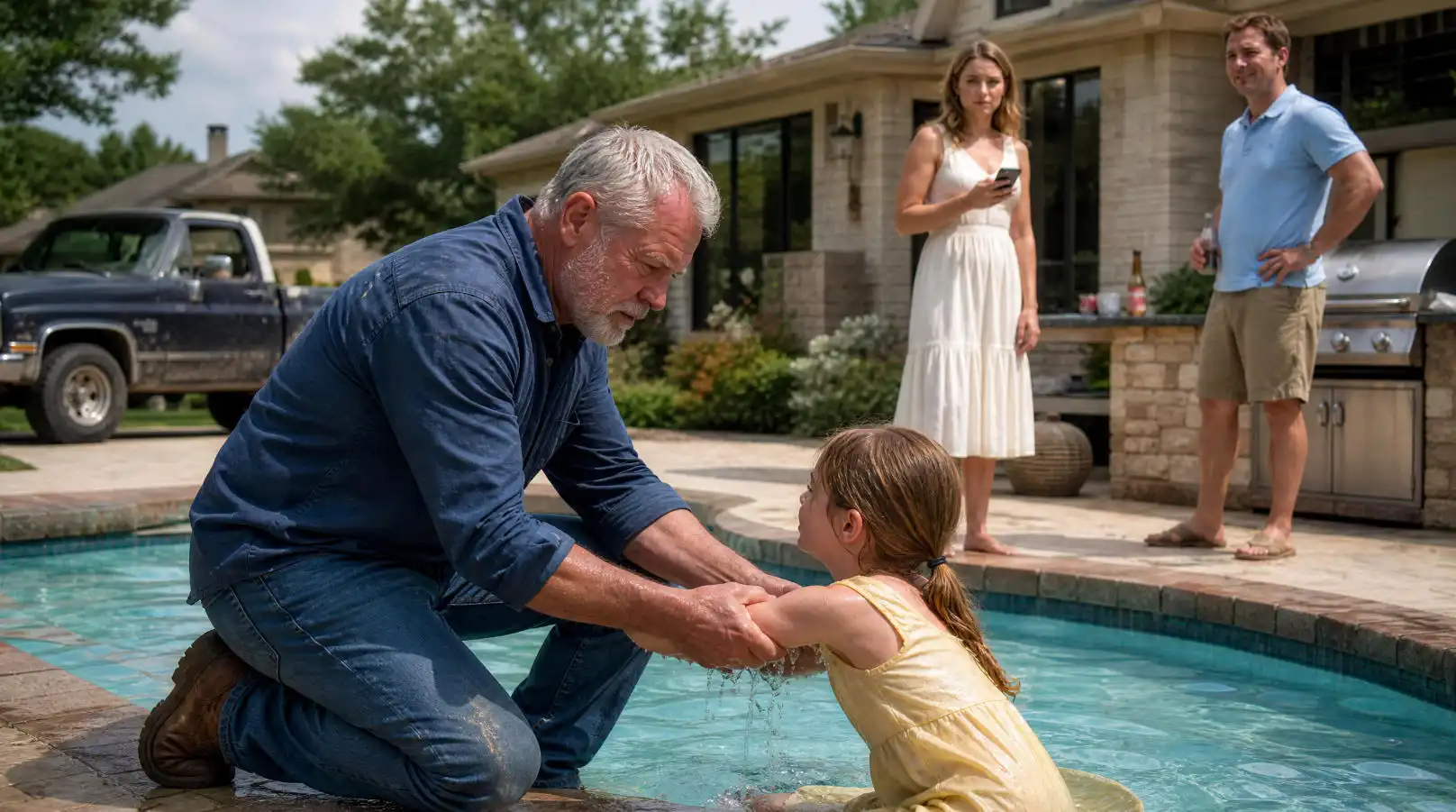 A 68-Year-Old Veteran Let His Son-in-Law Think He Had Lost Everything, Then Watched What Happened When His 7-Year-Old Granddaughter Was Shoved Into the Pool