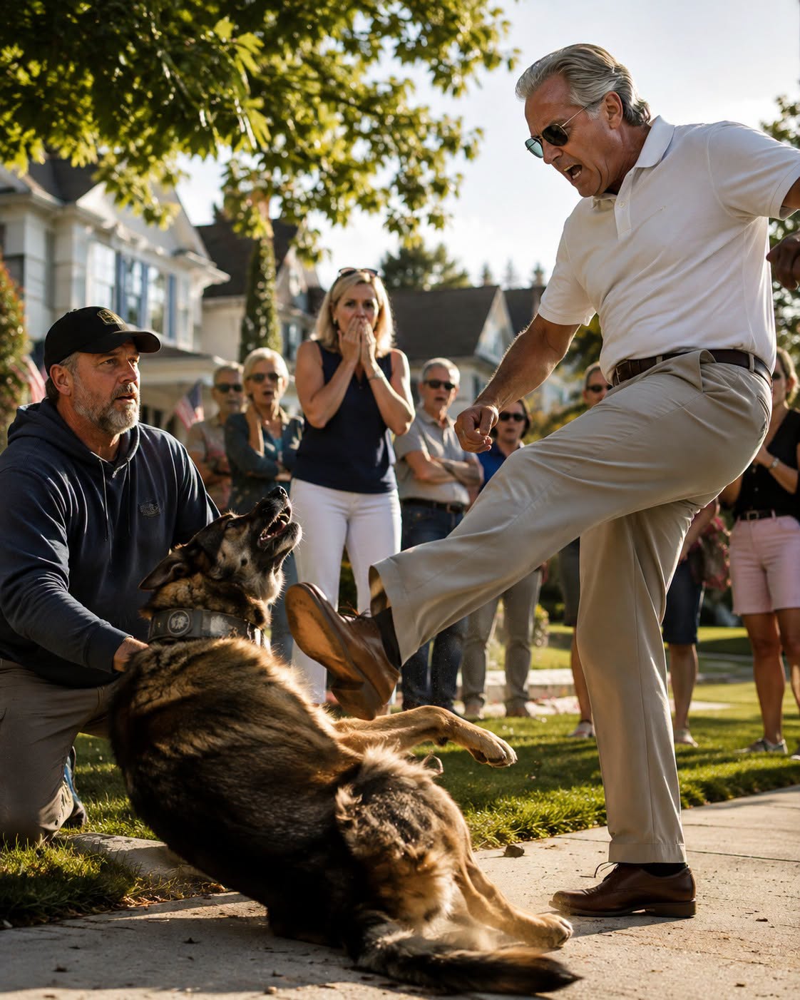 A Wealthy HOA President Kicked My Scarred Military Dog—Unaware I Was a U.S. Senator, and That the Dog’s Old Service Collar Held the Secret My Son Died Protecting.