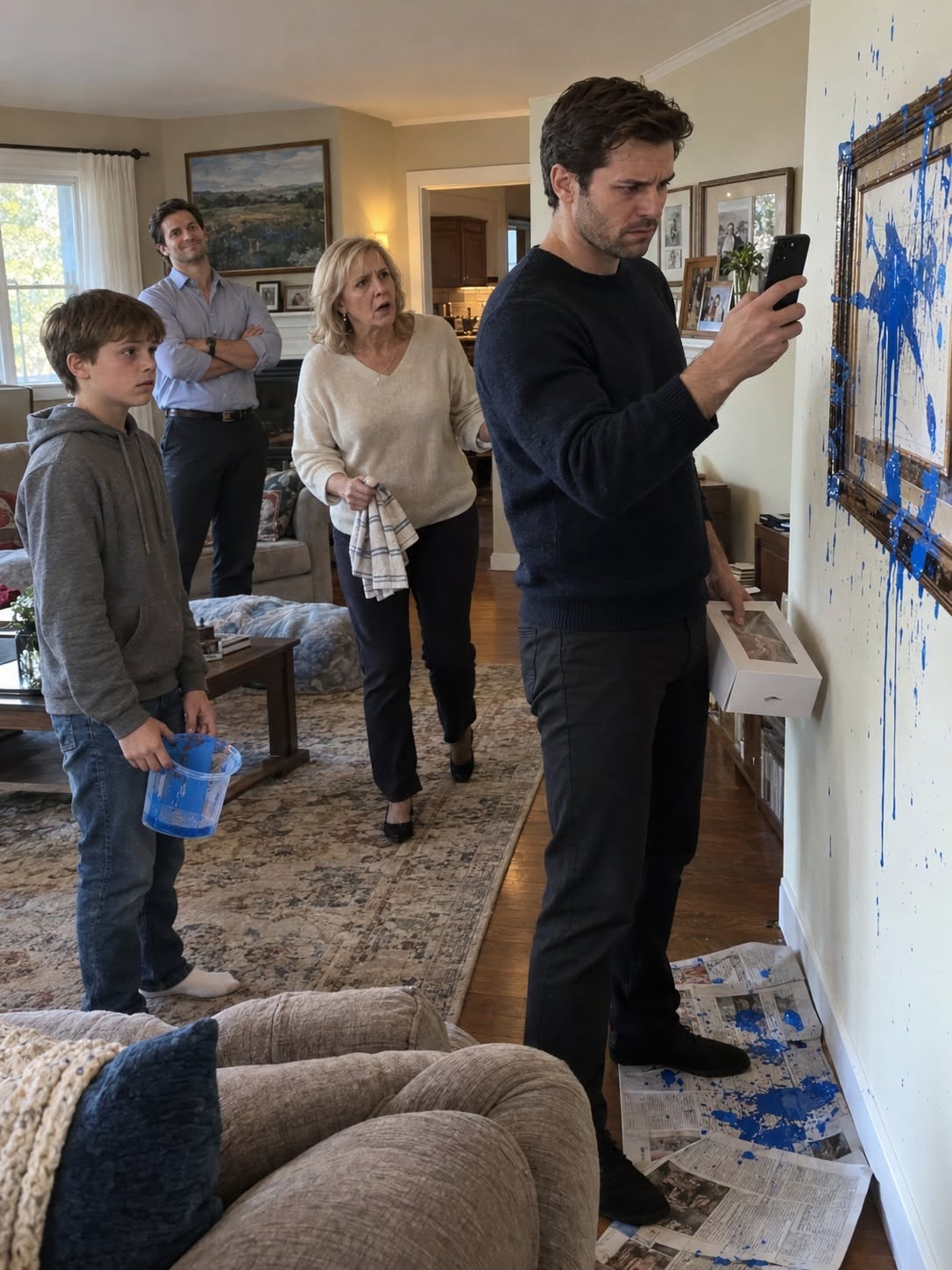 My nephew dumped blue paint across my medical degree and said, “Dad says doctors are losers.” My brother Marcus smirked and called eight years of work “expensive wallpaper,” while my parents defended him. He thought I was still the struggling little brother he could humiliate, but he missed something crucial.