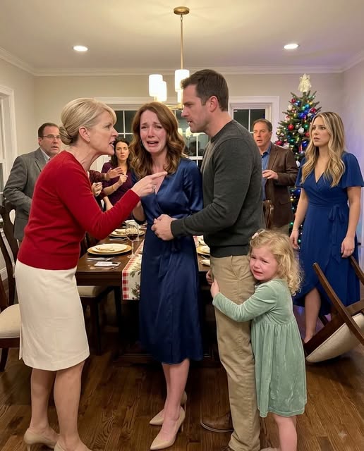 At Christmas dinner, my sister and I argued until my mom suddenly spat in my face and screamed, “You are a leech. My money is not for you.” Then she pointed at my five-year-old daughter and called her a burden. My husband took my hand and said, “Let’s go.” The next morning, Dad called about the house.