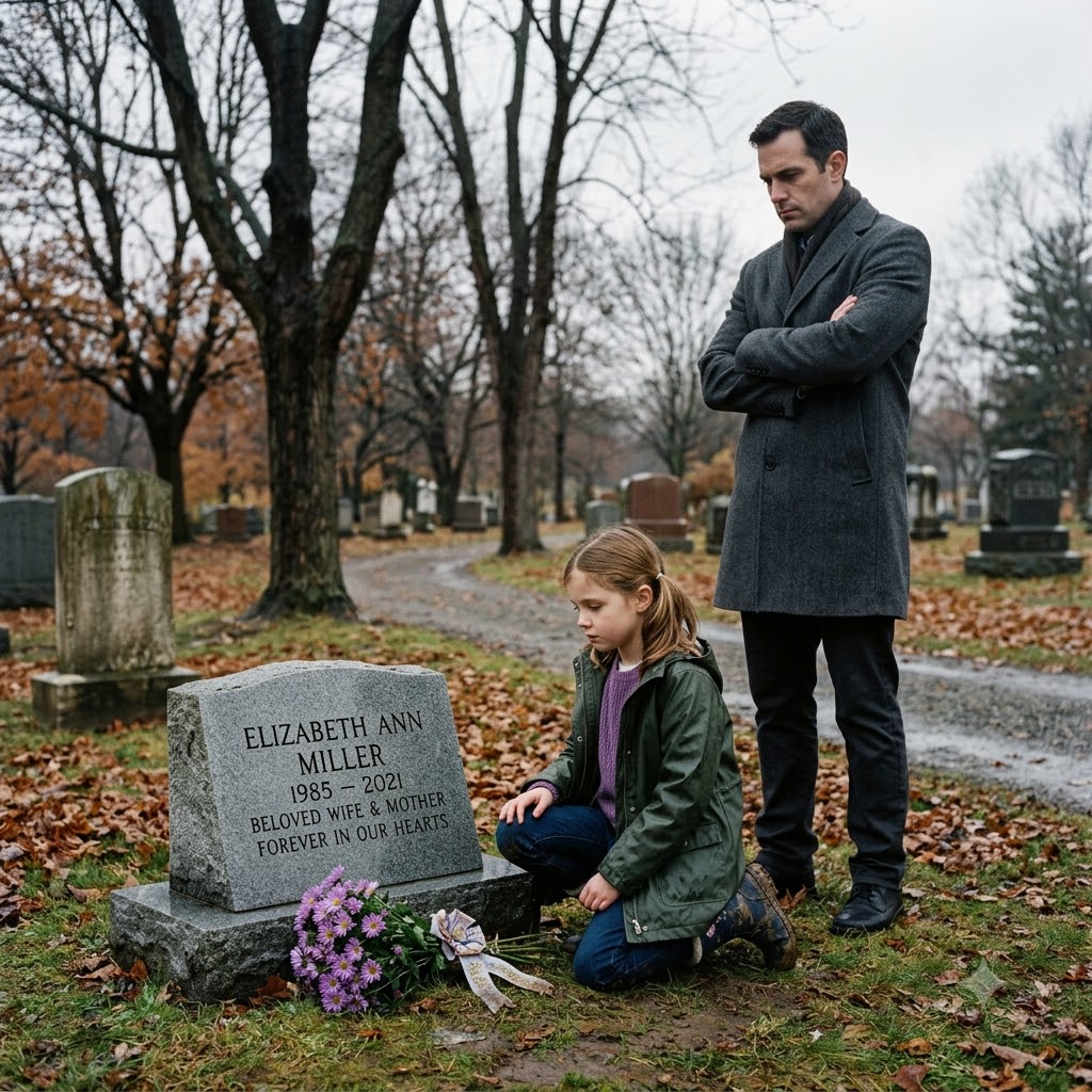 An eight-year-old girl was forced to spend her entire birthday kneeling at her mother’s grave while her own father coldly told her, “Your mother died because of you