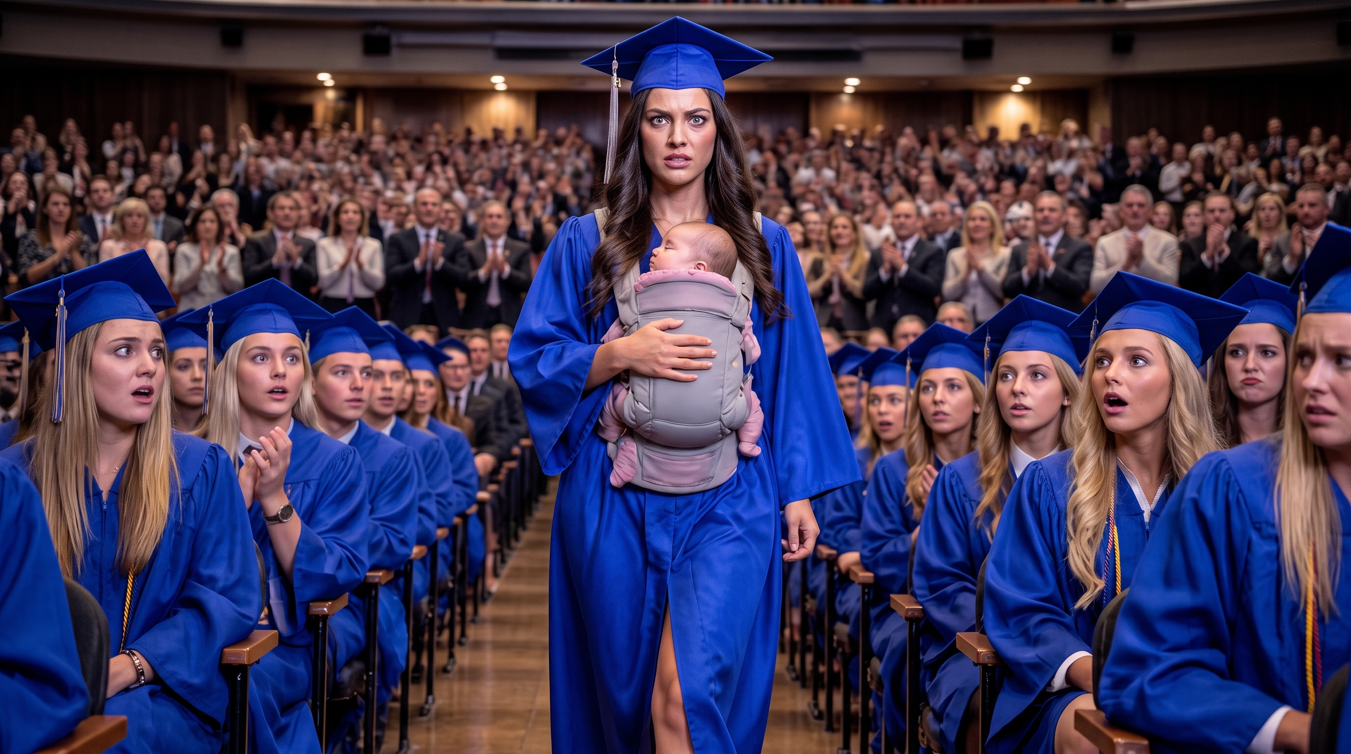 THEY LAUGHED WHEN MY DAUGHTER CARRIED HER NEWBORN ACROSS THE GRADUATION STAGE—UNTIL SHE EXPOSED THE MAN WHO ABANDONED US