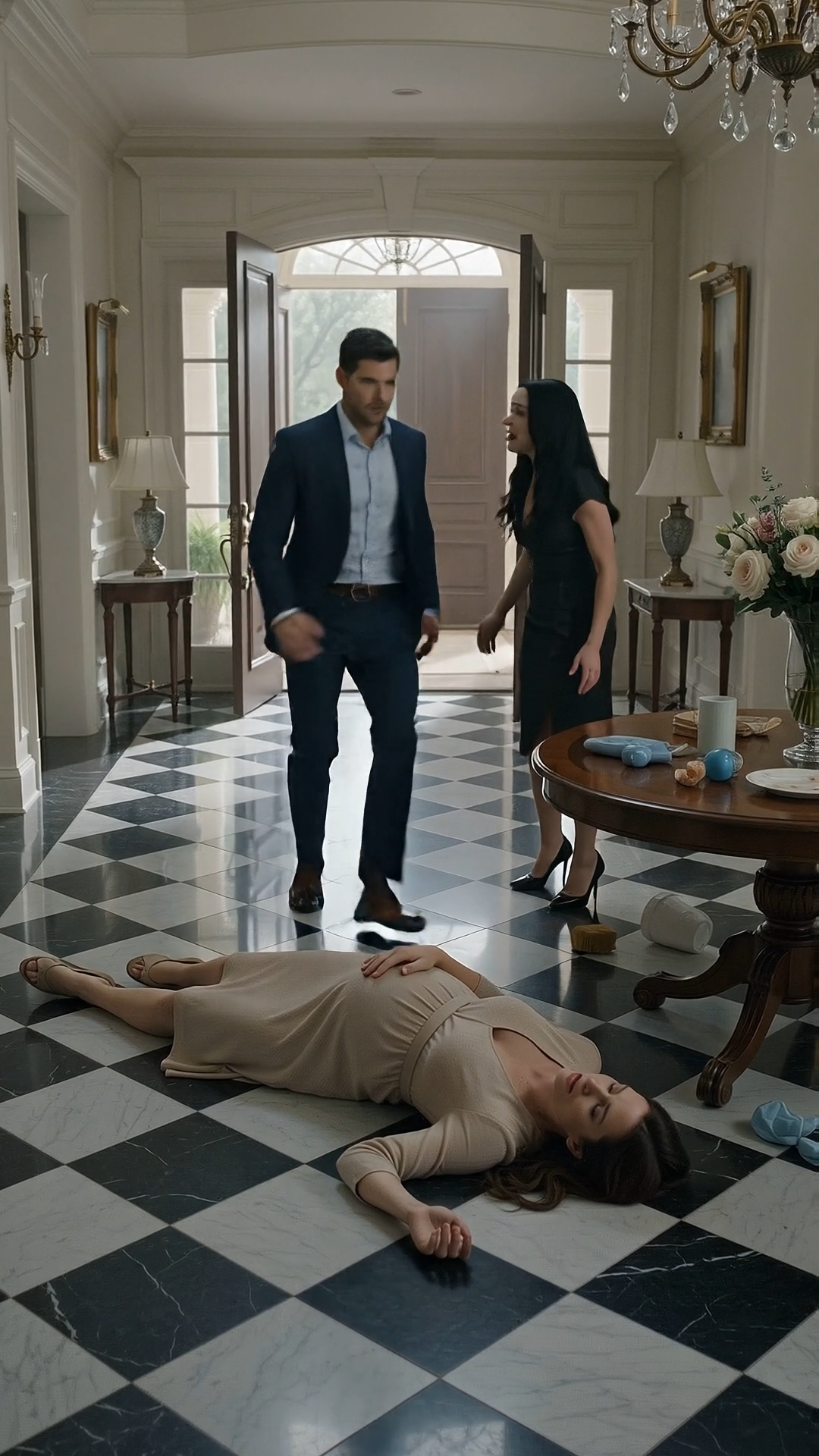 The Pregnant Woman Collapsed in the Mansion—Then Her Husband Looked at One Security Camera and Everything Changed