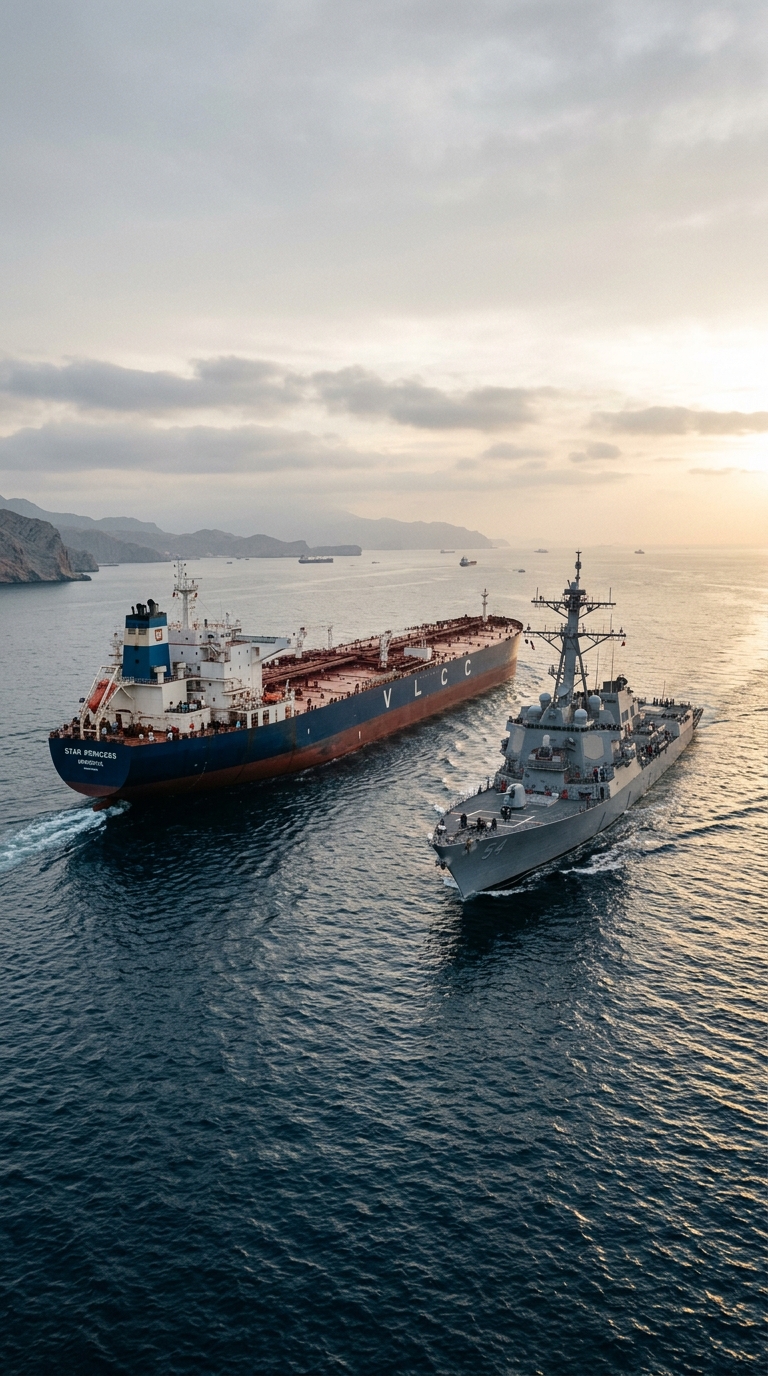 US could escort oil tankers through Hormuz despite Iran threats.