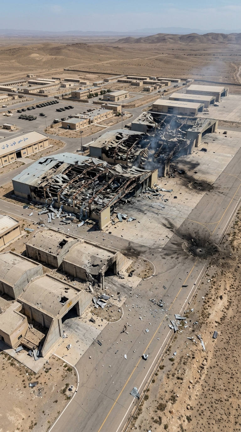 Satellite images could confirm US destroyed Iranian hangars.
