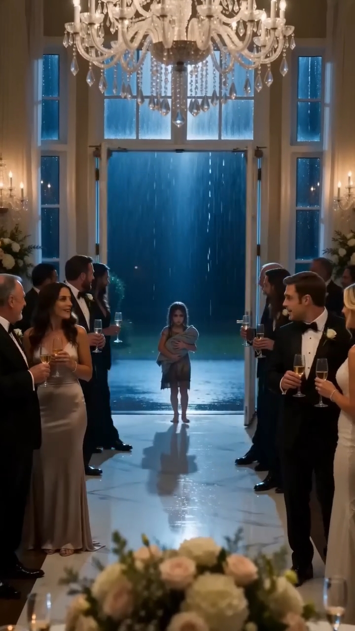 Barefoot Girl Interrupts Million-Dollar Wedding Carrying a Newborn—Her One Question Uncovers a Family Secret No One Was Ready to Hear