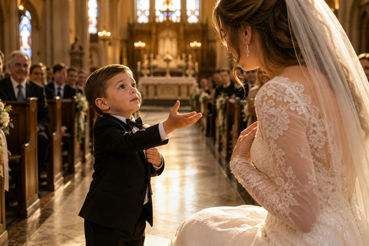 The ring bearer suddenly dropped to one knee—but no one expected what happened next…”