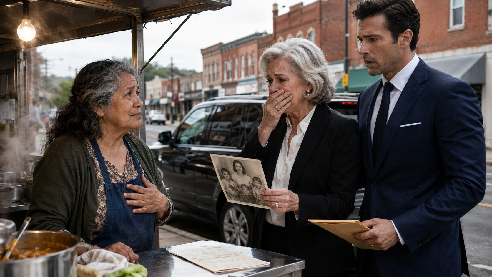 The Millionaire Stopped at a Street Food Cart—Then His Mother Saw the Woman in the Old Photograph