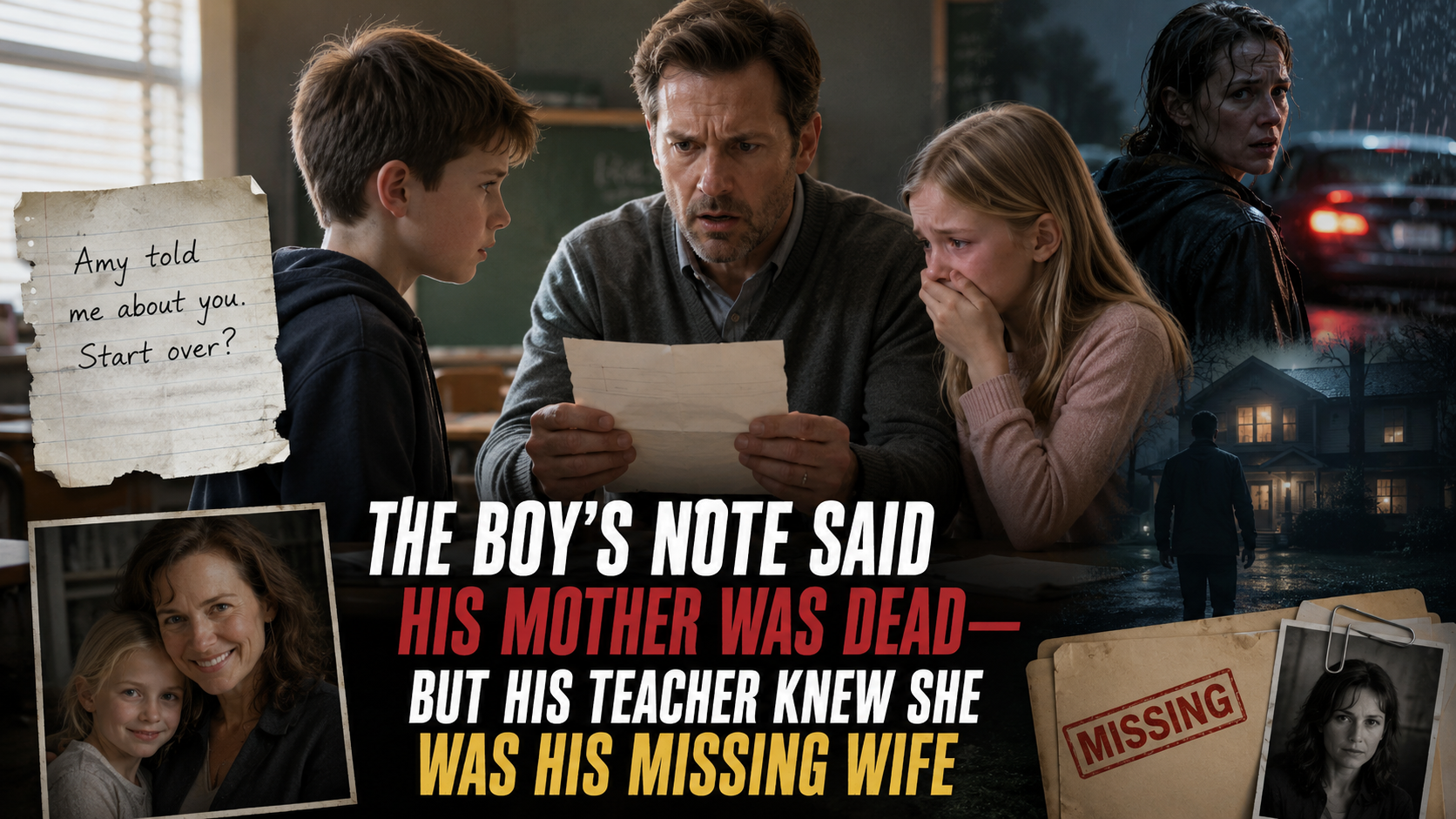 THE BOY'S NOTE SAID HIS MOTHER WAS DEAD—BUT HIS TEACHER KNEW SHE WAS HIS MISSING WIFE