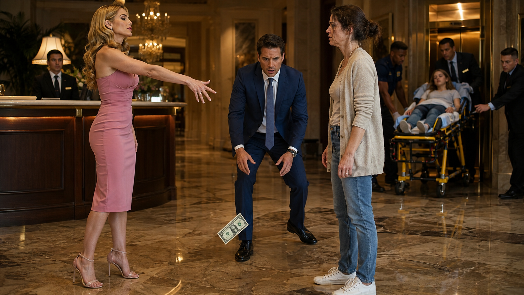 My Ex-Husband’s Fiancée Threw One Dollar at My Feet—Then He Found Our Daughter Collapsed Upstairs