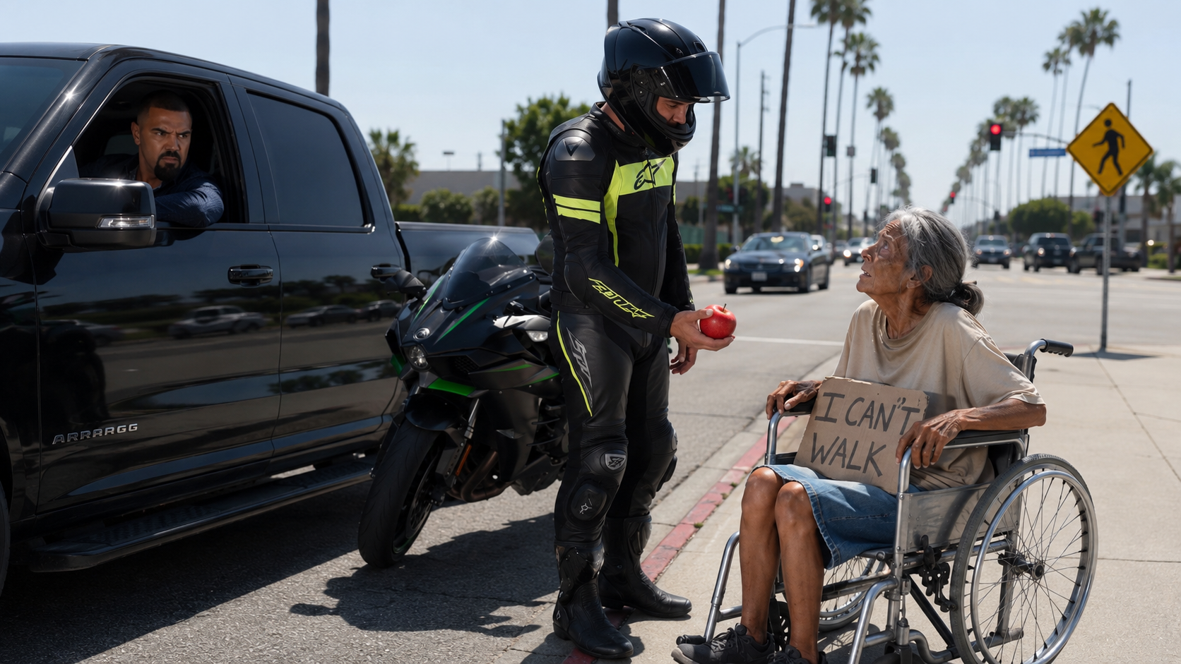The Biker Gave Her One Red Apple—Then the Man in the Black SUV Realized She Was Still Alive