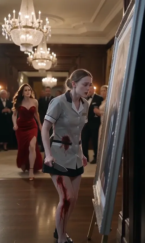 THE MAFIA BOSS WATCHED HIS BLEEDING MAID DESTROY HIS DAUGHTER'S BIRTHDAY PORTRAIT, BUT WHEN TWO CHILDREN CRIED BEHIND IT, ALL 36 GUESTS FROZE.