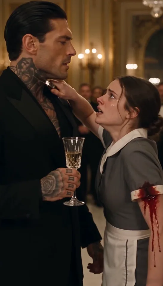 THE MAFIA BOSS WATCHED HIS GUARDS REACH FOR THEIR WEAPONS AS HIS MAID HELD A KNIFE TO HIS NECK, BUT HE STOPPED THEM.