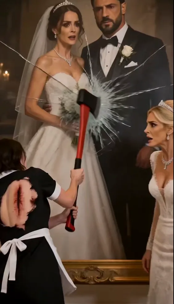 THE MAFIA BOSS'S BRIDE SCREAMED AS HIS BLEEDING MAID SMASHED THEIR GIANT WEDDING PORTRAIT WITH AN AXE—BUT WHEN HE OPENED THE HIDDEN ENVELOPE, HE DISCOVERED HIS SECRET DAUGHTER.
