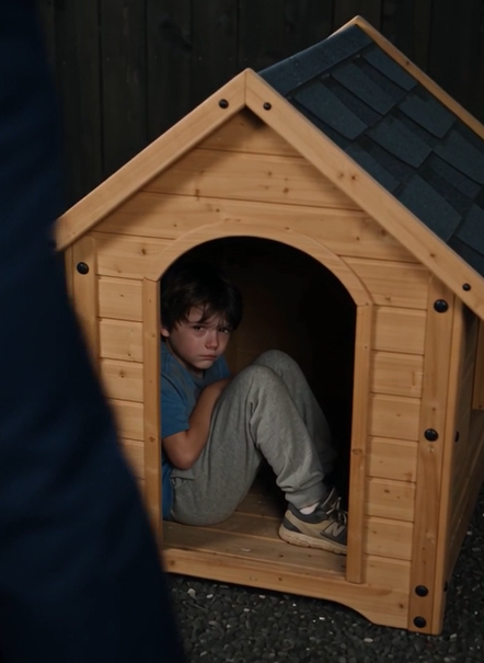 Why did the child crawl into the dog kennel?