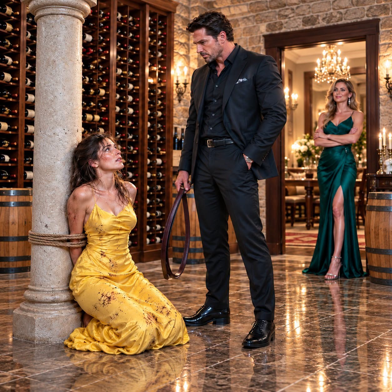 MY HUSBAND TIED ME TO A WINE-CELLAR COLUMN ON OUR DAUGHTER’S 5TH BIRTHDAY—THEN HIS MISTRESS SAID, “EVEN YOUR MAFIA BOSS BROTHER WON’T GET PAST THE GATE,” BEFORE I HAD TOLD ANYONE I CALLED HIM