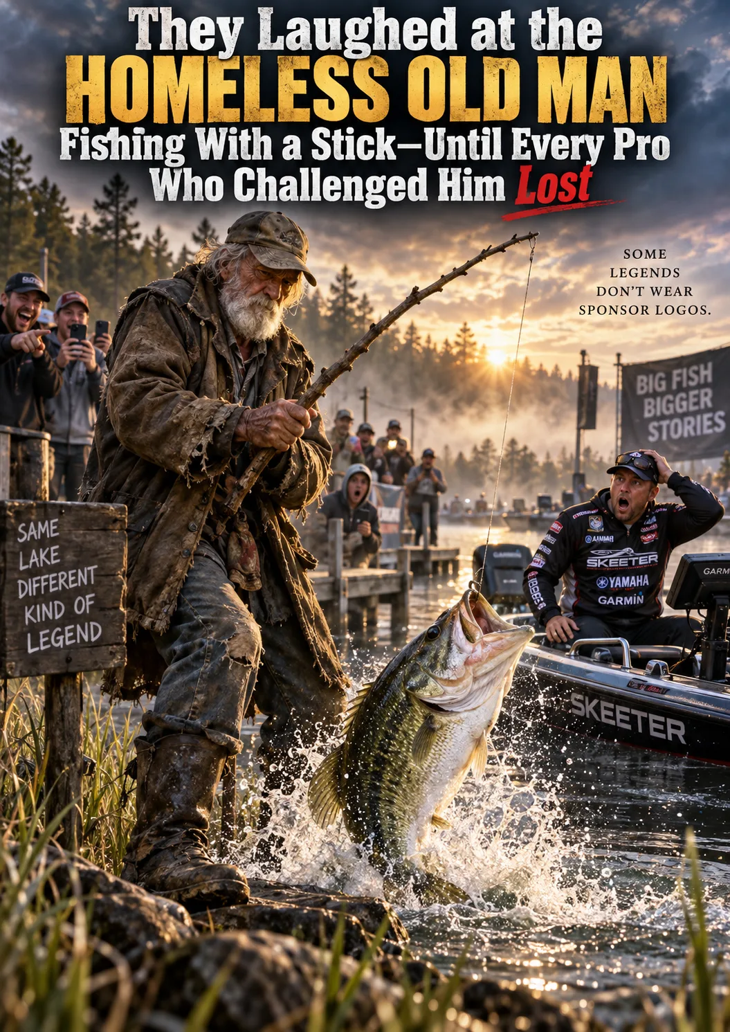 They Laughed at the Homeless Old Man Fishing With a Stick—Until Every Pro Who Challenged Him Lost